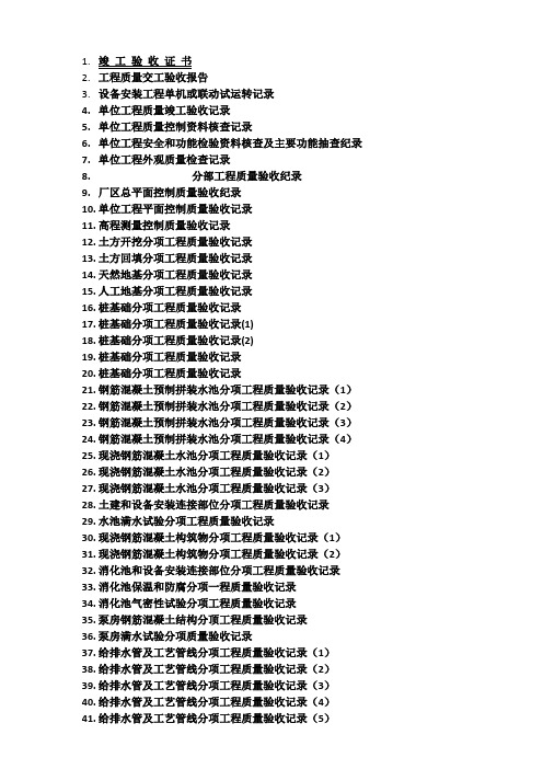 城市污水处理厂工程质量验收记录表-全套表格