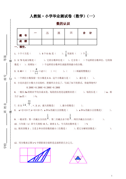 人教版2019年小学毕业测试卷(数学)(精品)