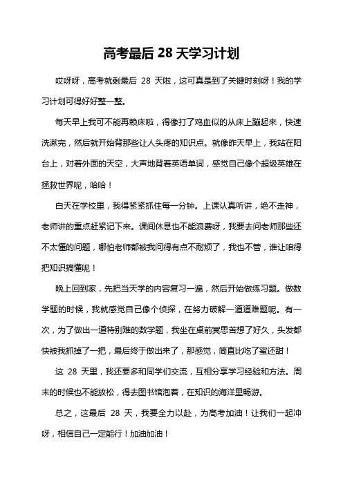 高考最后28天学习计划