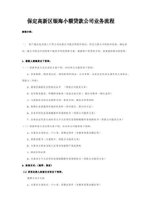 保定高新区银海小额贷款公司业务流程