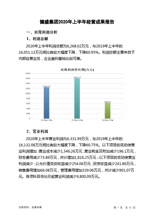 健盛集团2020年上半年经营成果报告