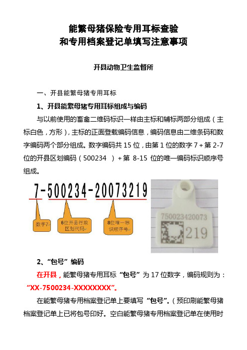 能繁母猪保险专用耳标查验和专用档案登记填写注意事项