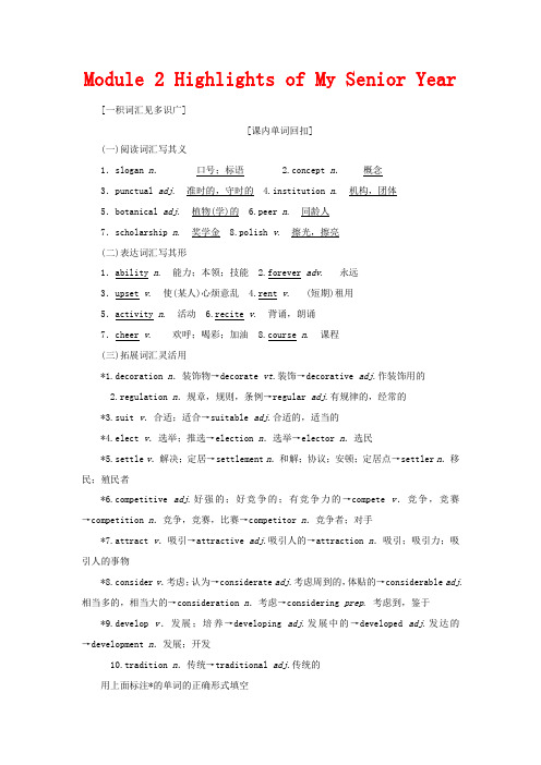 高考英语一轮复习 Module 2 Highlights of My Senior Year