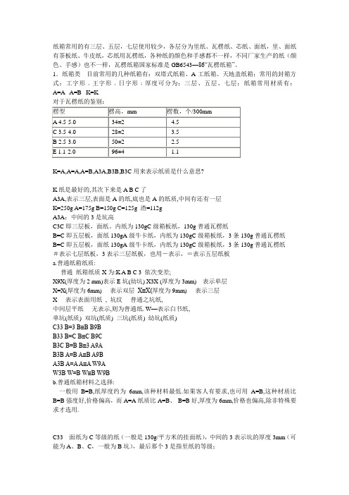 瓦楞纸箱的材质和规格详细说明