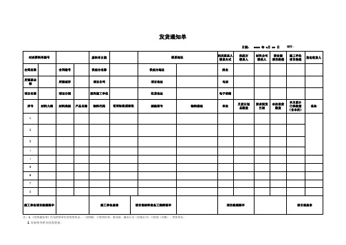 项目发货通知单