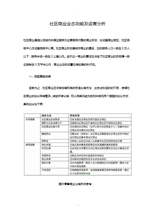 社区商业业态功能及运营分析