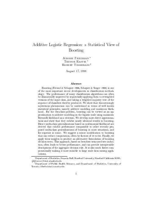 Additive logistic regression- a statistical view of boosting