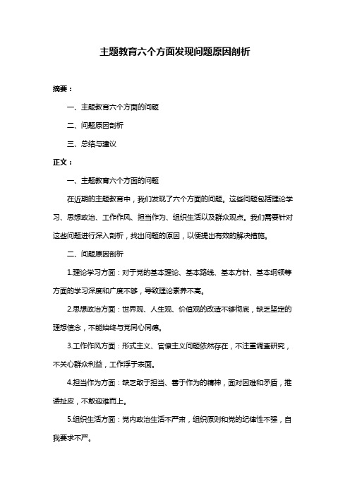 主题教育六个方面发现问题原因剖析