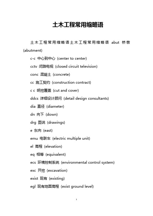 土木工程常用缩略语