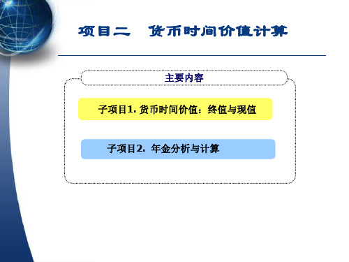 EXCEL在财务管理中应用 项目二 货币时间价值计算(授课)