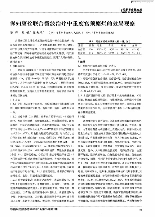 保妇康栓联合微波治疗中重度宫颈糜烂的效果观察