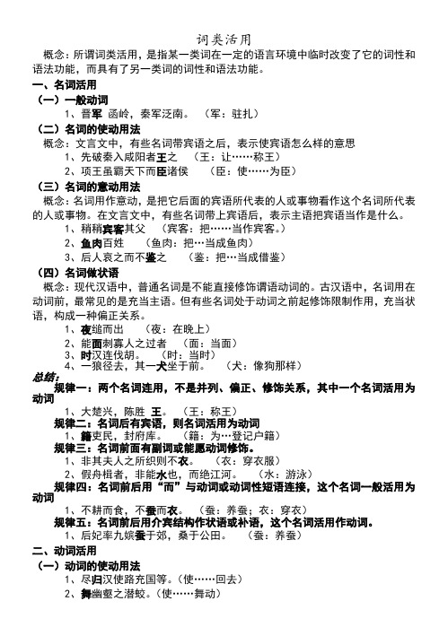 高中语文词类活用和特殊句式汇总