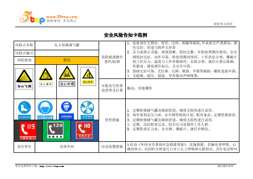 压力容器储气罐安全风险告知卡