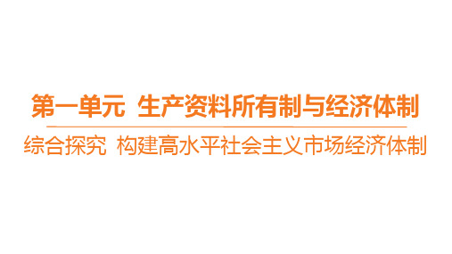 高中思想政治必修第二册 第一单元 生产资料所有制与经济体制 综合探究 构建高水平社会主义市场经济体制