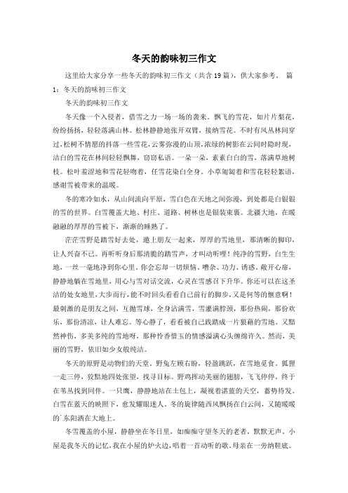 冬天的韵味初三作文