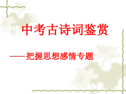 2017年中考语文专题复习：古诗词鉴赏--把握思想感情(共22张PPT)