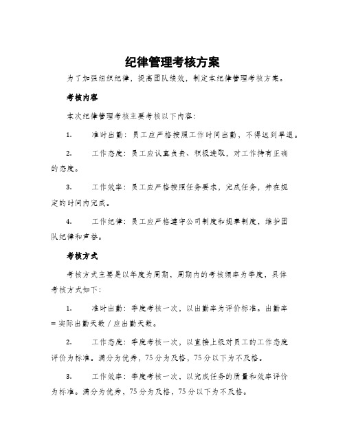 纪律管理考核方案