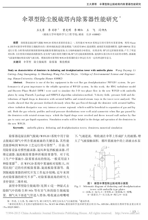 伞罩型除尘脱硫塔内除雾器性能研究_王大勇