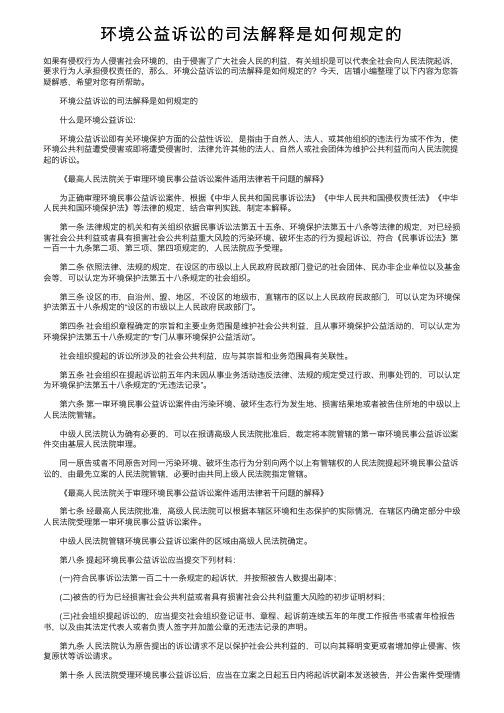 环境公益诉讼的司法解释是如何规定的