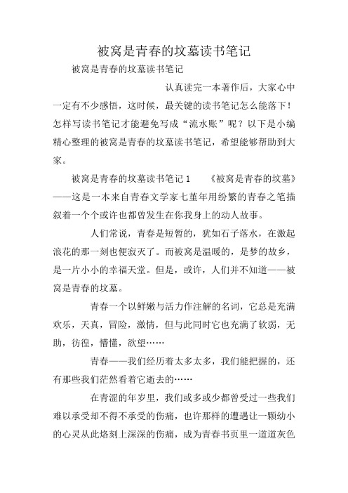被窝是青春的坟墓读书笔记