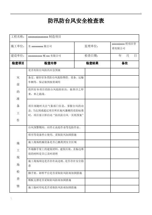 防汛防台风安全检查表