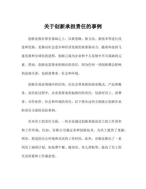 关于创新承担责任的事例