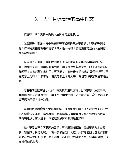 关于人生目标高远的高中作文