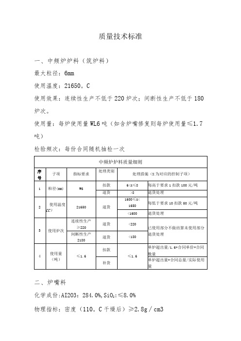 质量技术标准