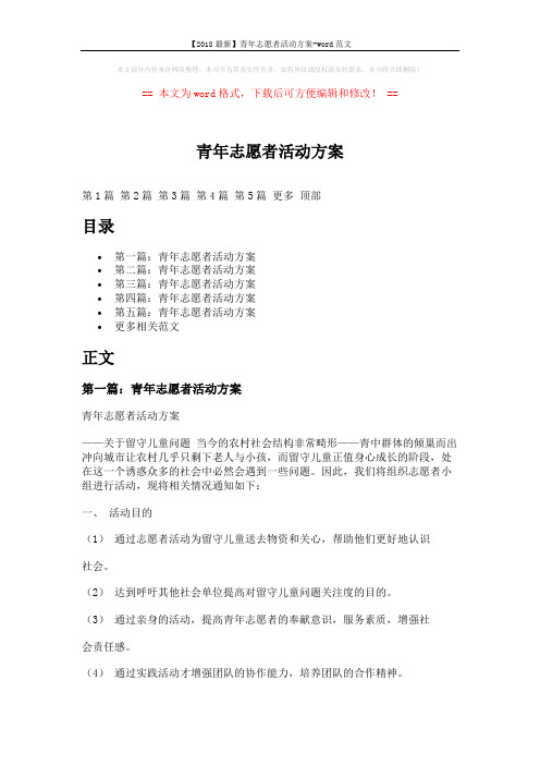 【2018最新】青年志愿者活动方案-word范文 (13页)