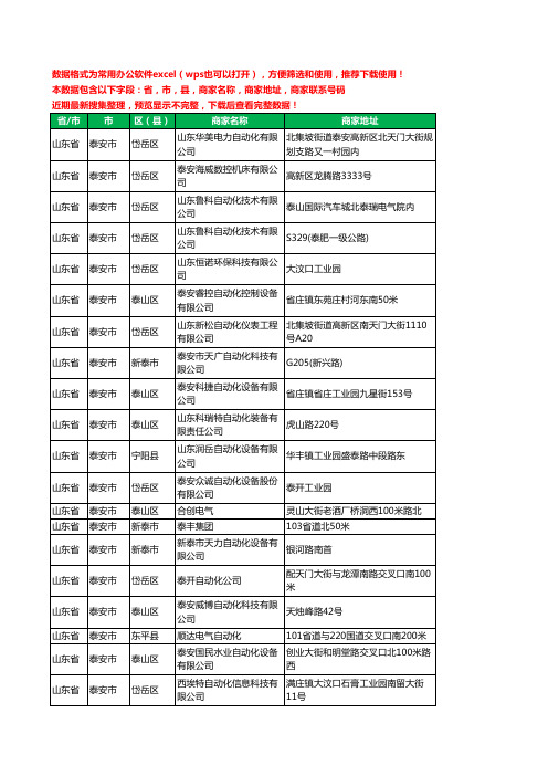 2020新版山东省泰安市自动化设备有限公司工商企业公司商家名录名单黄页联系电话号码地址大全29家