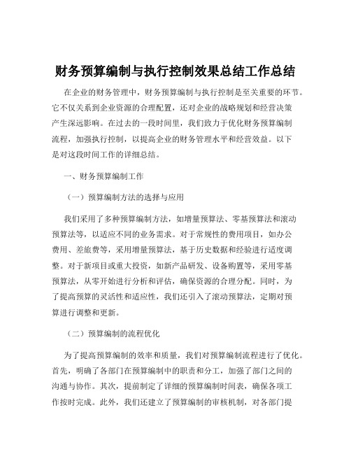 财务预算编制与执行控制效果总结工作总结