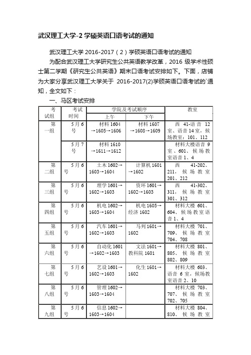 武汉理工大学-2学硕英语口语考试的通知