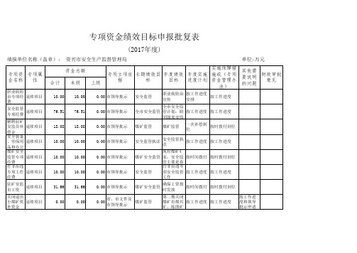 专项资金绩效目标申报表