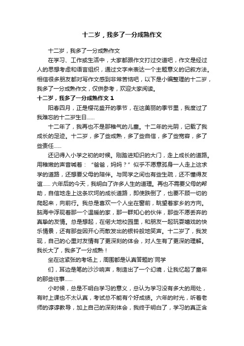 十二岁，我多了一分成熟作文