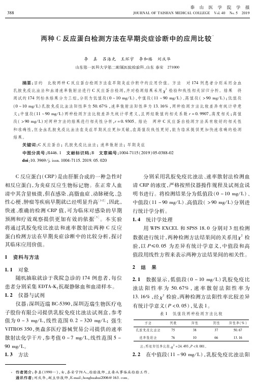 两种C反应蛋白检测方法在早期炎症诊断中的应用比较