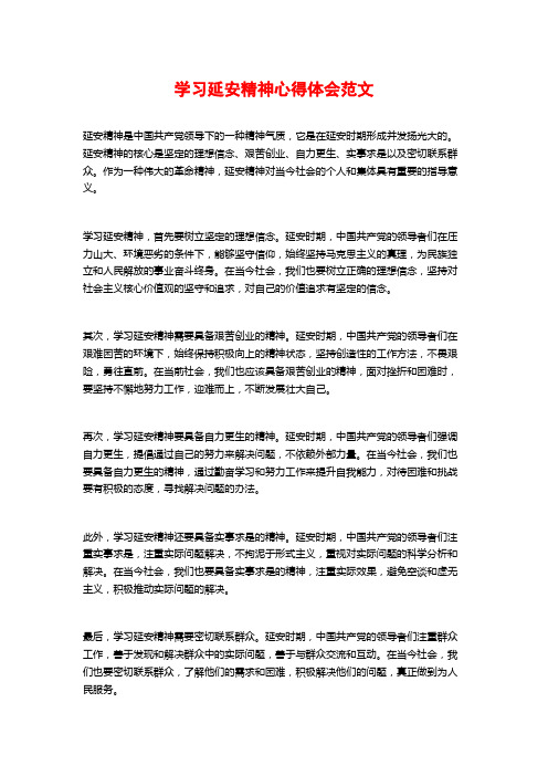 学习延安精神心得体会范文