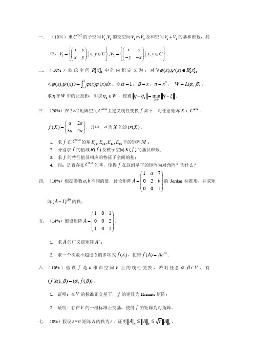 东南大学工程矩阵理论期终考试试卷09-10-2