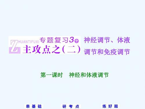 2019学年高中三维专题二轮复习生物江苏专版课件：第一部分 专题四 主攻点之(二)第一课时 神经和体液调节