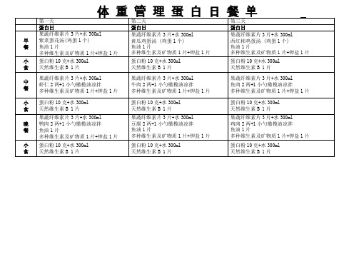 体重管理纤体日餐单