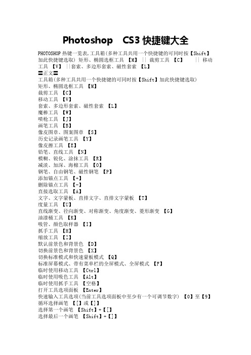 CS3  快捷键