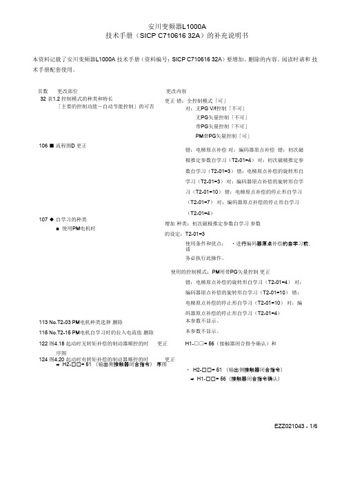 安川变频器L1000A技术手册补充说明