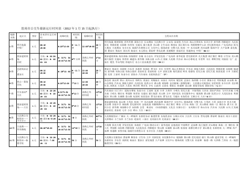 青岛胶南市公交车最新运行时间表(2012年1月15日)