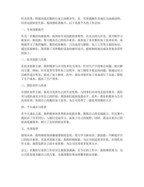 数控高级技师个人工作总结