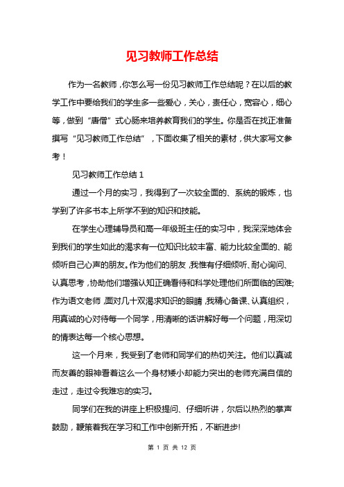 见习教师工作总结