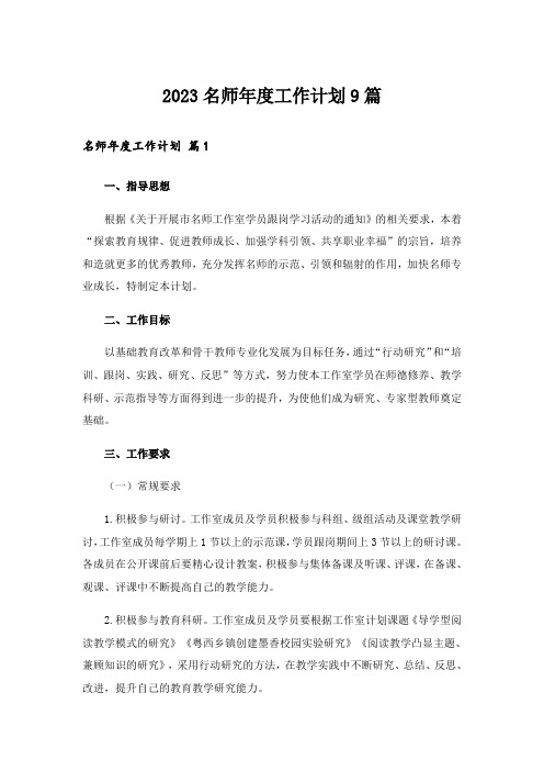 2023名师年度工作计划9篇