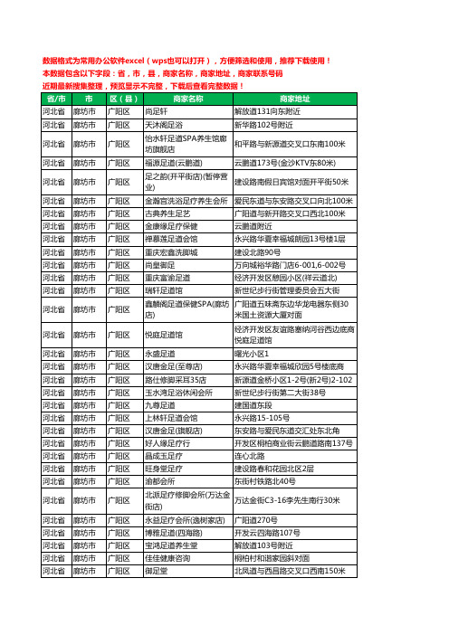 2020新版河北省廊坊市广阳区足疗工商企业公司商家名录名单黄页联系电话号码地址大全107家