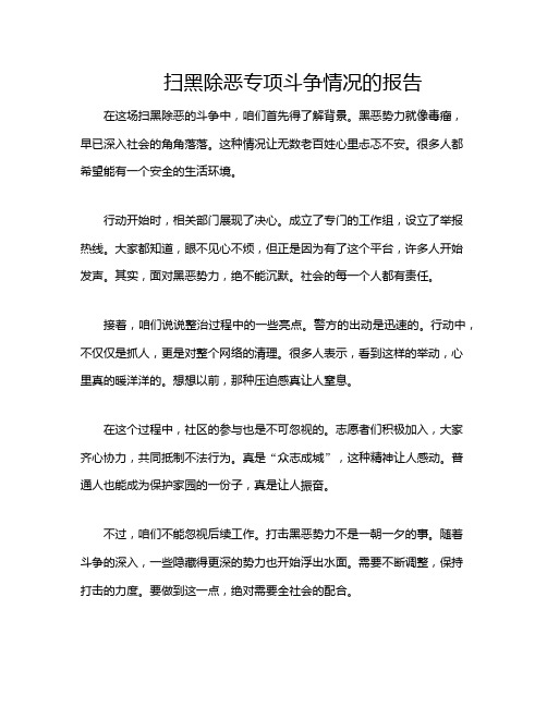 扫黑除恶专项斗争情况的报告