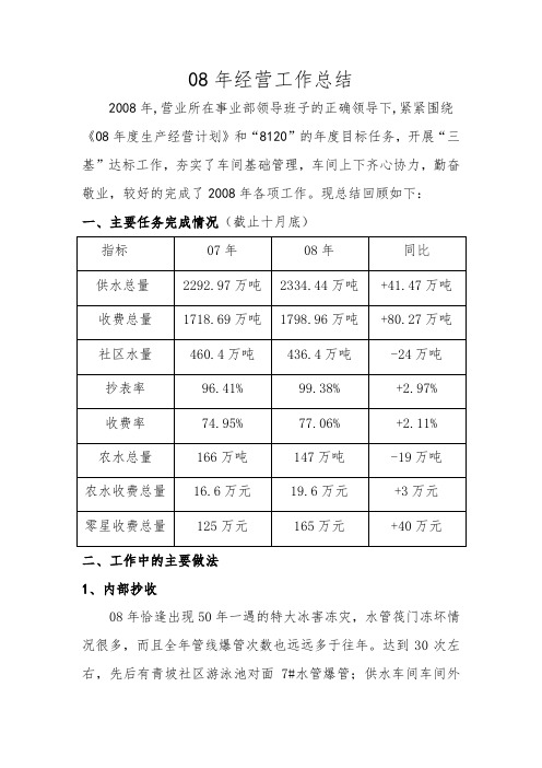 08年经营工作心得总结