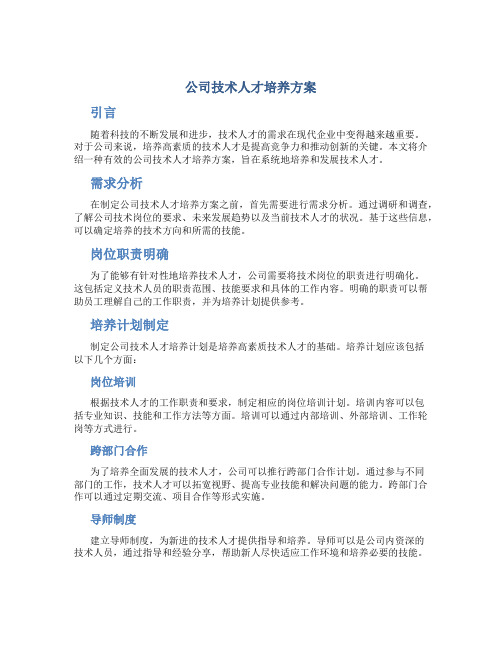 公司技术人才培养方案