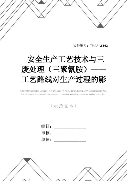 安全生产工艺技术与三废处理(三聚氰胺)——工艺路线对生产过程的影响(3)(正式版)